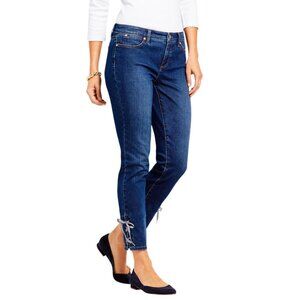 Talbots Gingham Lace-Up Denim Slim Ankle Jeans